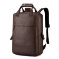 Mochila de negocios profesional en cuero marrón de gran capacidad para hombres y estudiantes - Estilo de Negocios / Tamaño Número Cinco / Marrón Oscuro