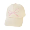 Beige Baseballcap mit süßem rosa Schleifen-Stickerei, Detailansicht des Freizeitartikels. - Erwachsene 55-58cm / Beige