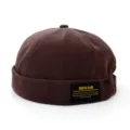 Braune Docker Cap stylische Mütze minimalistisch Miki Hat lässige Outdoor Streetwear Herren Damen - Erwachsene 55-58cm / Kaffeebraun