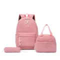 Pink corduroy 3-piece backpack set including lunch bag and pencil case for girls school - Includes Backpack Lunch Bag Pencil Case / Pink