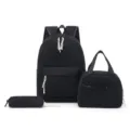 Detailed view of the black corduroy backpack, lunch bag, and pencil case set - Includes Backpack Lunch Bag Pencil Case / Black