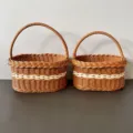Woven plastic rattan storage basket with handle, portable fruit picnic basket set for home use. - Large Size [30x20x15] / Bare Basket