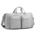 Sac de sport de grande capacité gris avec poches avant pour voyage, fitness et yoga. - Gris Élégant