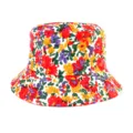 Cappello a secchiello floreale colorato da donna, cappello casual vintage con stampa a fiori. - Adulto 55-58cm / Bianco con piccoli fiori multicolore