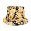 Cappello da pescatore con stampa floreale donna cappello da sole moda autunno inverno margherita - Adulto 55-58cm / Margherita Nera