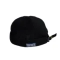 Close-up of a vintage black corduroy docker hat featuring a blue NABENAPA brand patch - Adult 55-58cm / Black