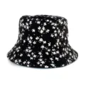 Cappello da pescatore classico con motivo floreale in bianco e nero da donna protezione solare. - Adulto 55-58cm / Nero Fiore Piccolo