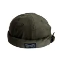 Detailed view of the dark olive corduroy texture and brand label on a retro miki hat. - Adult 55-58cm / Army Green