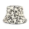 Cappello da pescatore floreale classico in bianco e nero per donna, elegante cappello da sole. - Adulto 55-58cm / Bianco Sporco Floreale