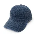 Vue détaillée de la casquette de baseball en denim lavé rétro, mettant en valeur le tissu texturé. - Adulte 55-58cm / Bleu