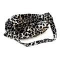 Borsa a tracolla morbida chic con stampa leopardata nero-grigio, accessorio moda. - Adulto 55-58cm / Set cappello e borsa / Borsa con grande stampa leopardata grigia