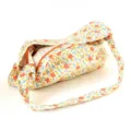 Dettaglio borsa a tracolla in tela con stampa floreale, borsa casual in tessuto con cerniera. - Adulto 55-58cm / Set cappello e borsa / Borsa bianco sporco con piccoli fiori multicolore
