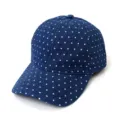 Vintage washed denim baseball cap with cute white dot pattern, casual sun hat for daily wear. - Adult 55-58cm / Blue