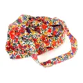 Borsa a tracolla in tessuto con stampa floreale e manico annodato borsa casual da donna - Adulto 55-58cm / Set cappello e borsa / Borsa bianca con piccoli fiori multicolore