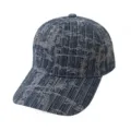 Retro washed denim baseball cap with classic tweed texture design, casual and stylish sun hat. - Adult 55-58cm / Blue