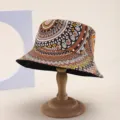 Modisch ethnischer Druck Bucket Hat wendbare Sonnenschutz Freizeit Hut für Damen outdoor - 24
