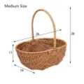 Medium sized brown hand-woven imitation rattan basket for outdoor fruit picking and picnics - (Medium) Watermelon Basket