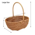 Large imitation rattan woven basket for fruit picking and picnic, dimensions shown - Large Watermelon Baskets