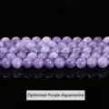 Cuentas de calcedonia aguamarina púrpura natural pulidas para joyería artesanal - 6mm / Cuentas de calcedonia púrpura optimizada con aspecto de aguamarina