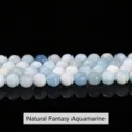 Cuentas de calcedonia azul translúcido natural para proyectos de joyería DIY - 6mm / Cuentas Sueltas de Aguamarina de Ensueño Natural