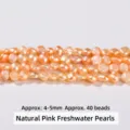 Fil de perles d'eau douce rose naturel 4-5mm 40pcs pour bijoux DIY colliers et bracelets - 4-5mm (environ 40 pièces) / Perle d'Eau Douce Rose Naturelle Trou Central