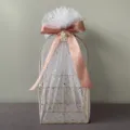 Gold wire gift basket wedding candy packaging decorative arch basket for holiday present - Square Basket / Nude Pink Star Moon Yarn