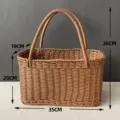 Cesta de compra de ratan sintetico cesta de almacenamiento portatil para picnic - Cesta grande 380g [35x19x20]