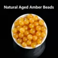 Perles rondes en cire de miel jaune naturel pour accessoires de bijoux DIY dans un bol blanc - Perle Ronde Vieille Cire Abeille Naturelle / 6mm (Pièce Unique)