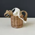 Small woven basket with canvas drawstring inner bag and jute handles for handmade gifts. - 10*10cm / Bare Basket