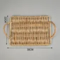 Handmade Rectangular Woven Rattan Tray with Double Handles 30x22cm Storage Basket - Rectangular Style / 30x22cm