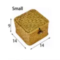 Kleine handgefertigte geflochtene Stroh-Aufbewahrungsbox mit Deckel, 14x14x9 cm - S / Quadratisch / 14x14x9cm