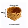 Natural small round hand-woven wooden storage basket with 15cm diameter and 8cm height - Small Circle / 15x15x8cm