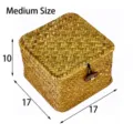 Handgefertigte japanische geflochtene Aufbewahrungsbox mit Deckel, 17x17x10cm, Größe M - M / Quadratisch / 17x17x10cm