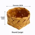 Large handmade wooden woven storage basket, round shape with 20cm diameter for home - Large Circle / 20x20x10cm