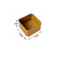 Handmade square straw woven storage basket desktop sundries organizer with metal frame. - Square Storage Box / 14x14x9cm