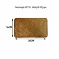 Handmade rectangular rattan woven placemat, 26x16cm retro straw table mat for dining and photo props. - Rectangle 26*16