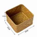 Square woven storage basket, handmade straw organizer box for desktop snacks and sundries. - Square Storage Box / 20x20x11cm
