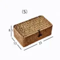 Kleiner handgeflochtener Rattan-Aufbewahrungskorb mit Deckel, Maße 23x13x8,5cm für Schreibtisch - 23x13x9cm