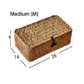Handgefertigte Aufbewahrungsbox aus Naturstroh mit Deckel, Größe M Organisationskorb - 26x16x10cm