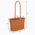 Plastic imitation rattan flower basket with long handle, storage basket size dimension chart. - Waisted Baskets