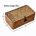 Extra großer handgeflochtener Aufbewahrungskorb aus Stroh mit Deckel 32x22x15cm für Haus - 32x22x15 cm