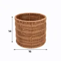 Brown imitation rattan storage basket, round plastic woven basket for home organization and gifts. - Round Basket