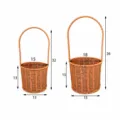 Plastic Woven Flower Basket Handheld Storage Basket Size Chart Small and Large Models - (Set of 2) Round Baskets