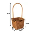Plastic imitation rattan woven handheld flower basket for DIY floral arrangement and storage. - Small Square