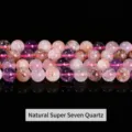 Perles d'Améthyste Super Seven naturelles pour la création de bijoux DIY - 10mm (Environ 37 perles) / Cristal Super Seven violet naturel
