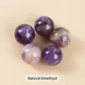 Natürliche violette Amethyst-Kristallkugeln, 5 Stück für DIY-Schmuckherstellung - 16mm / Natürliche Amethyst ohne Loch Perle