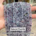 Vibrant natural multi-colored faceted abacus fluorite gemstone beads for DIY jewelry - Approx 4x3mm (108 Pieces) / Natural Fluorite