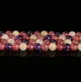 Natuurlijke ijs-transparante super seven kristallen kralen in paars en roze mix - 6mm (ca. 60 stuks) / Natuurlijke Veelkleurige Super Seven