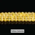 Perle tonde di selenite gialla naturale con effetto occhio di gatto per creazioni fai-da-te - 6mm Confezione / Giallo