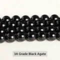 3-A grade high-polished black agate loose beads for handmade DIY jewelry making - 4mm (Approx 90pcs) / Black (Grade 3A)